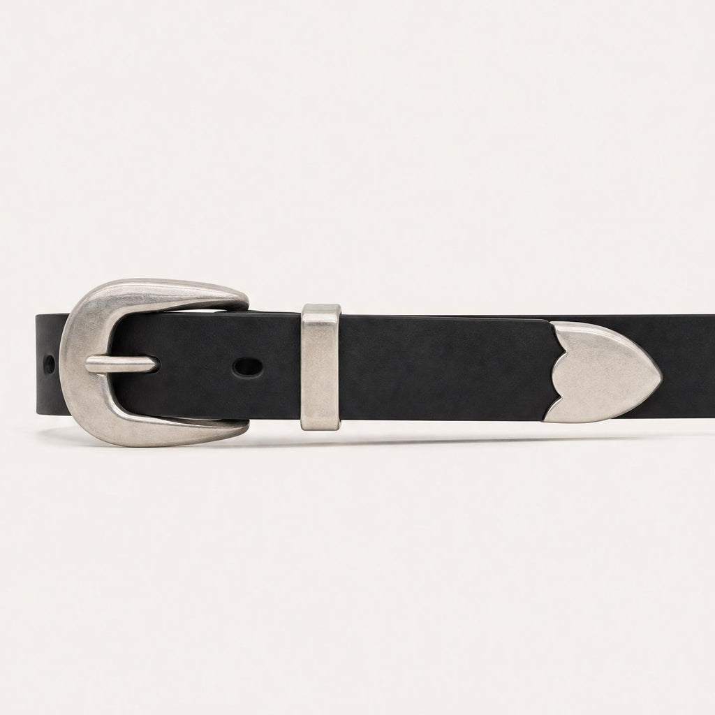 Nº2032 Black Tapered Belt with Silver Buckle