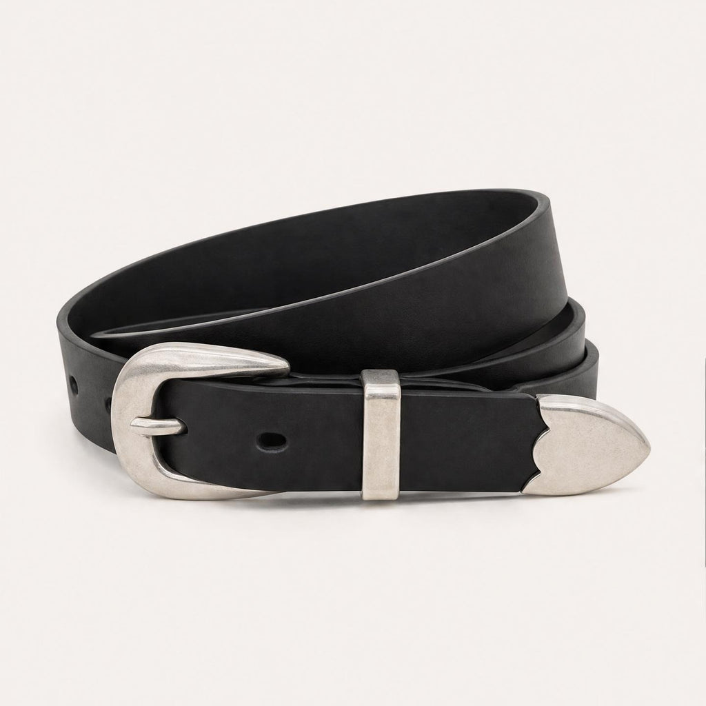 Nº2032 Black Tapered Belt with Silver Buckle