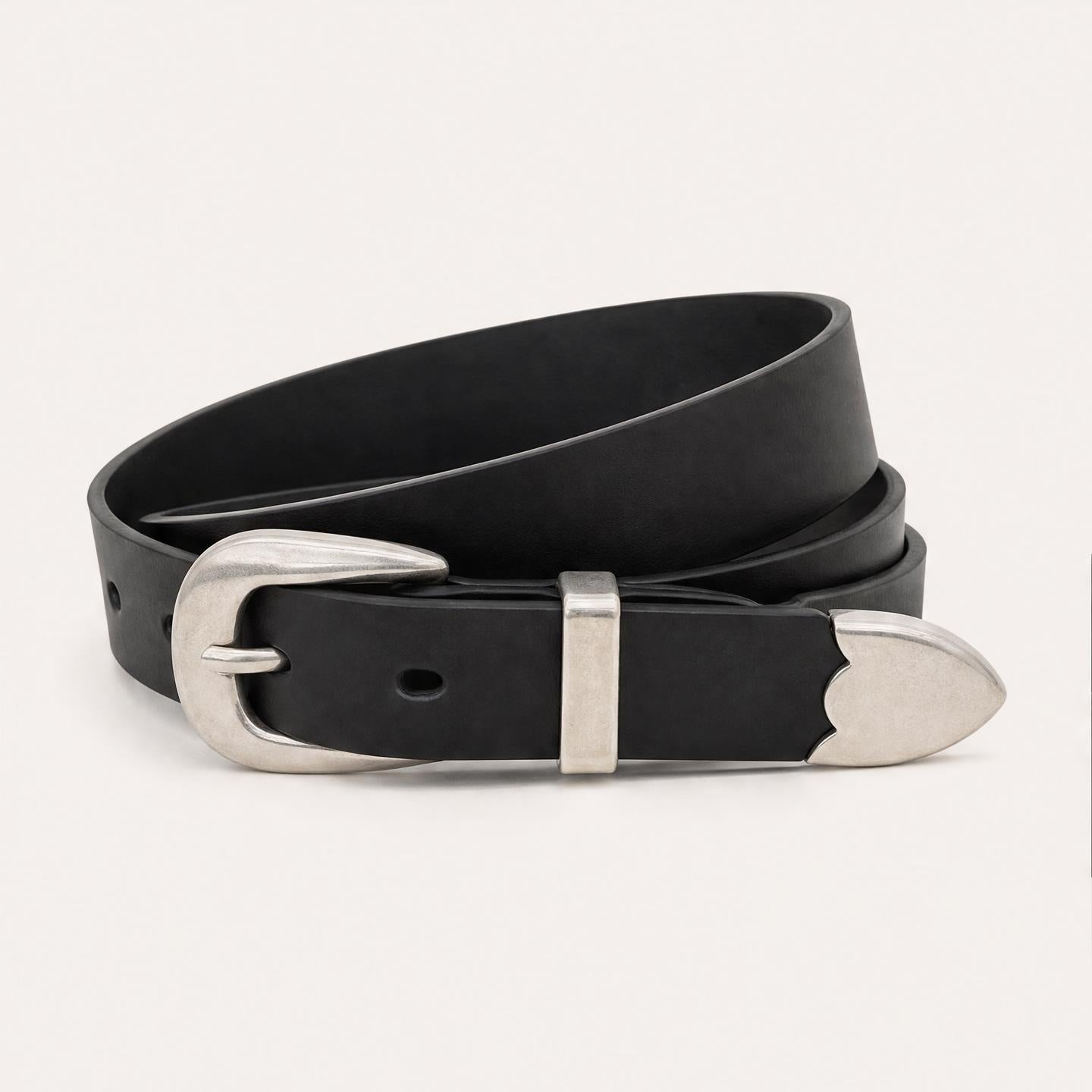 Nº2032 Black Tapered Belt with Silver Buckle